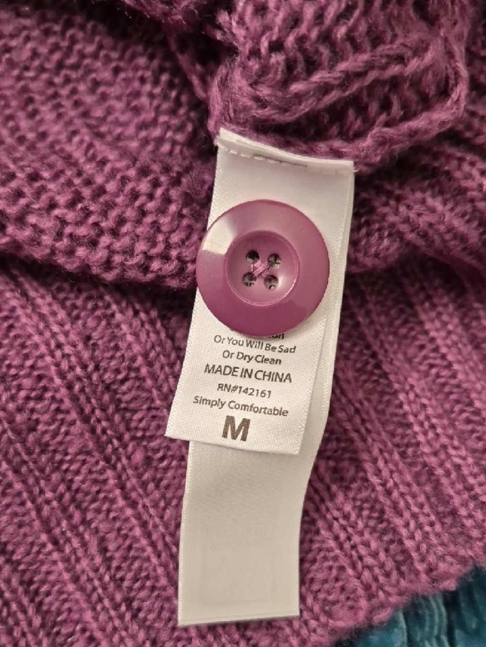 NWT Women's Mauve Purple V-Neck Cardigan Sweater with Light Gray Trim MED - Picture 3 of 12